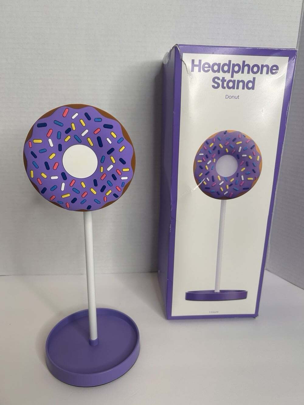 New Headphone Stand Purple Donut With Sprinkles 11.6” Tall